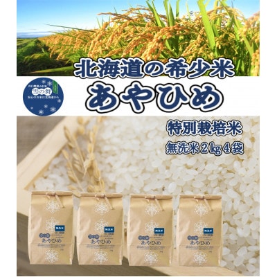 令和6年産 特別栽培米あやひめ 無洗米 2kg×4袋_02074【1155792】北海道旭川市17000米・パン無洗米