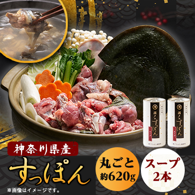 神奈川産すっぽん鍋丸ごと1匹(620g)&スープ2本(各180g)セット【配送不可地域:離島】【1361077】神奈川県山北町29000鍋セット・総菜・加工食品その他 鍋セット・総菜・加工食品