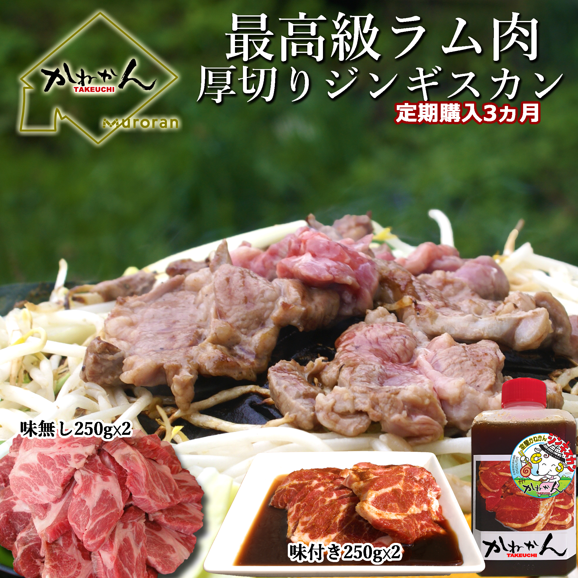 【3ヶ月定期便】味付けジンギスカンとラム肩ロース(各250g×2)セット MROA064北海道室蘭市56000肉その他 肉
