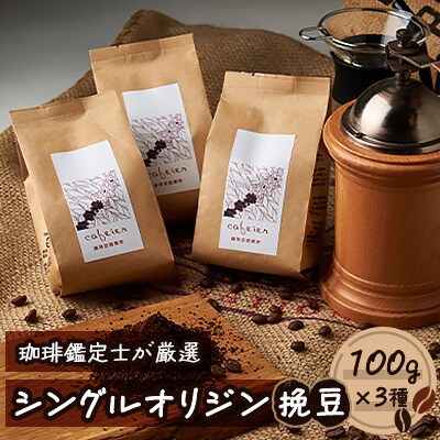 シングルオリジン【挽豆】 3種セット 100g×3種【配送不可地域:離島】【1409248】兵庫県太子町9000お茶・飲料コーヒー・紅茶