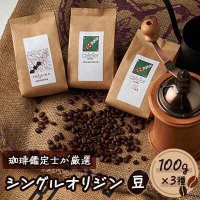 シングルオリジン【豆】 3種セット 100g×3種【配送不可地域:離島】【1409260】兵庫県太子町9000お茶・飲料コーヒー・紅茶
