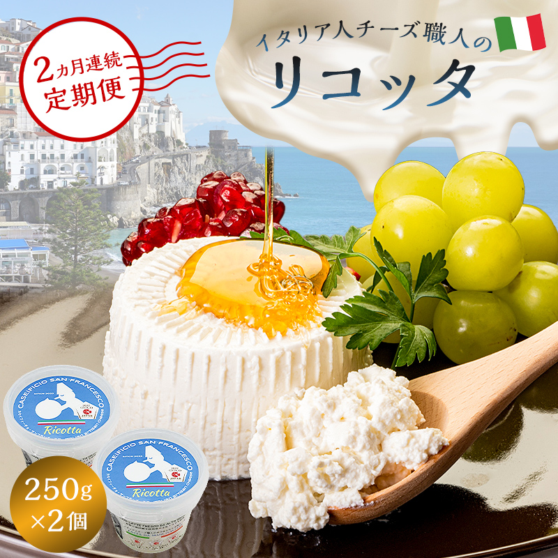 【定期便】リコッタ Ricotta 250g 2個セット(2カ月連続お届け)【0073-048】岐阜県可児市25000卵・乳製品チーズ