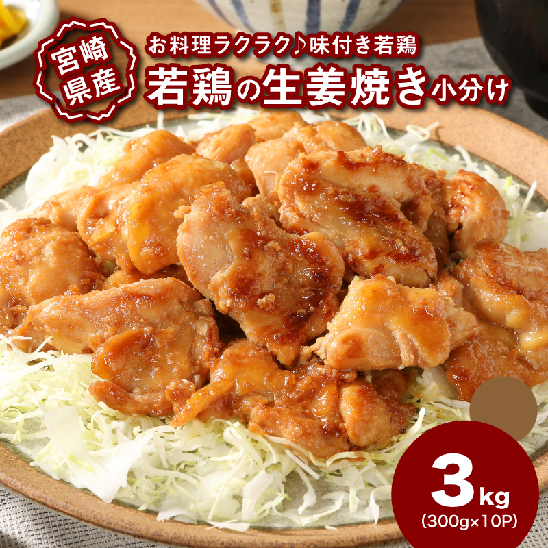 宮崎県産若鶏の生姜焼き 小分け 3kg K16_0132宮崎県木城町15000肉鶏肉