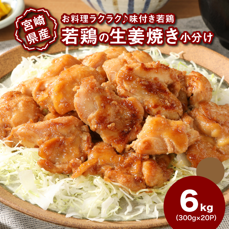 宮崎県産若鶏の生姜焼き 小分け 6kg K16_0133宮崎県木城町26500肉鶏肉