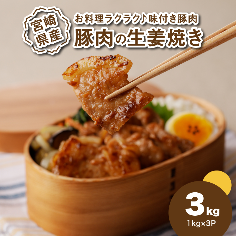 簡単調理 宮崎県産豚肉の生姜焼き 1kg×3 K16_0153宮崎県木城町13500肉豚肉
