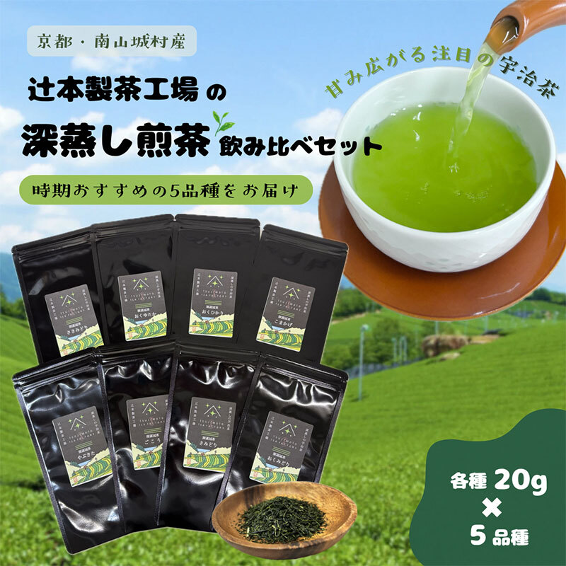 【旨みと甘みが凝縮!話題の宇治茶】辻本製茶工場の深蒸し煎茶飲み比べセット(20g×5品種) 南山城村 京都 宇治 煎茶 茶京都府南山城村10000お茶・飲料お茶