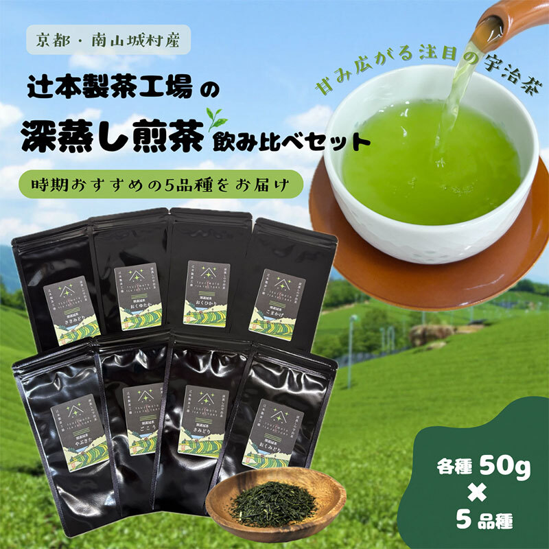 【旨みと甘みが凝縮!話題の宇治茶】辻本製茶工場の深蒸し煎茶飲み比べセット(50g×5品種) 南山城村 京都 宇治 煎茶 茶京都府南山城村20000お茶・飲料お茶
