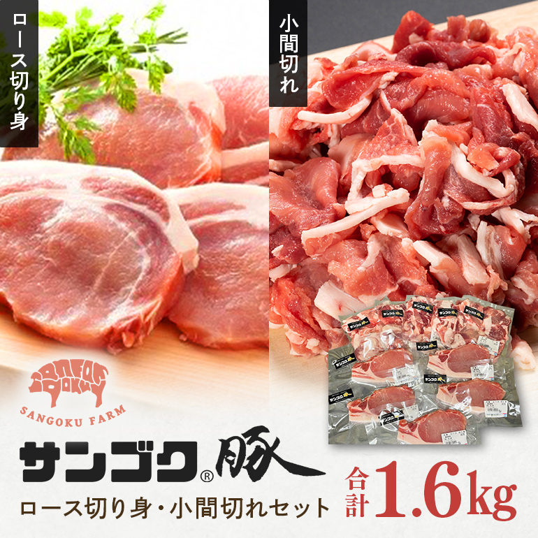 サンゴク豚 ロース切り身・小間切れセット 1.6kg 2-O茨城県小美玉市10000肉豚肉