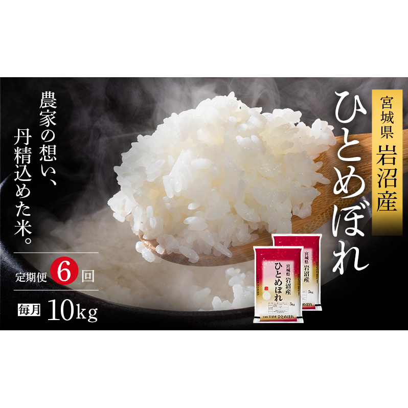 【令和7年産新米/6ヶ月連続定期便】ひとめぼれ 10kg×6回 米 岩沼産 お米 白米 精米 ブランド米 単一原料米 10キロ こめ コメ おこめ ご飯 ライス 東北 宮城県産 宮城県産ひとめぼれ 宮城米宮城