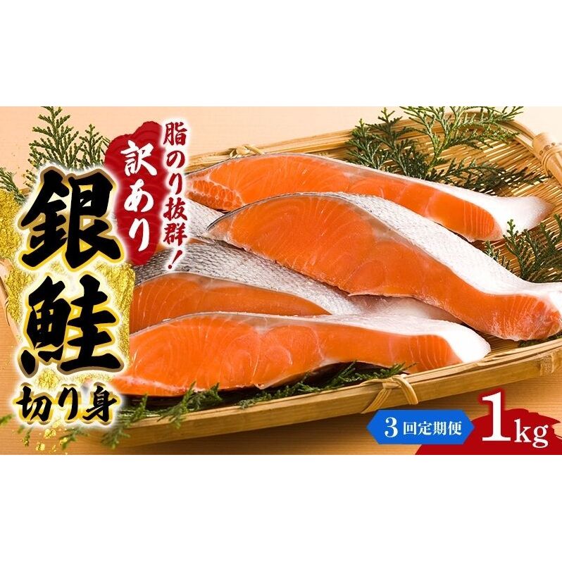 【3か月連続定期便】訳あり 銀鮭 切り身 1kg セット 詰め合わせ 銀シャケ 切身 鮭 サケ シャケ 鮭の切り身 規格外 不揃い 魚 魚介 魚介類 海鮮 海鮮セット 魚の切り身 鮭切身 冷凍 ご飯のお供