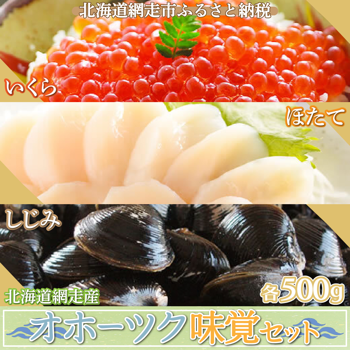 いくら・ほたて・しじみ オホーツク味覚セット(網走市産) ABE042北海道網走市45000魚介・海産物いくら