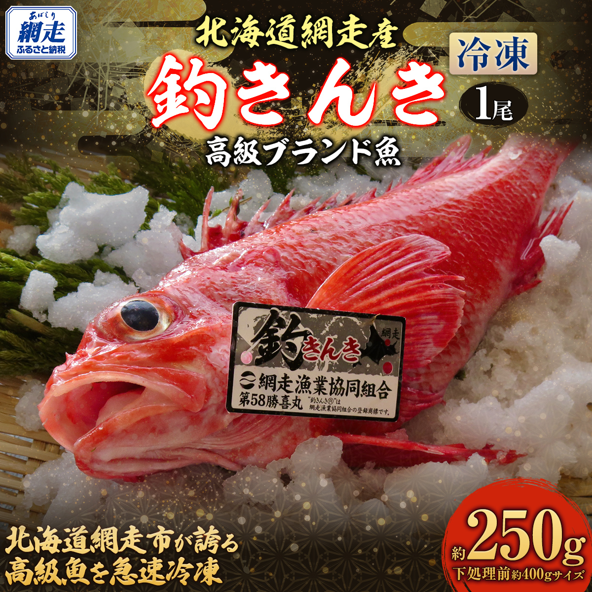 【網走産】高級ブランド釣きんき 1尾【冷凍】(2025年5月15日より順次発送) ABJ013北海道網走市20000魚介・海産物鮮魚