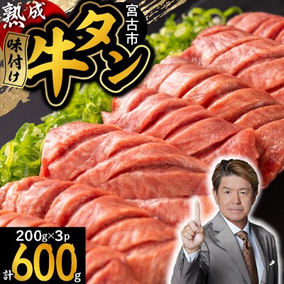 三陸宮古の塩を使用した熟成牛タンスライス味付け600g【タン先セット】【配送不可地域:離島】【1636474】岩手県宮古市11500肉牛肉