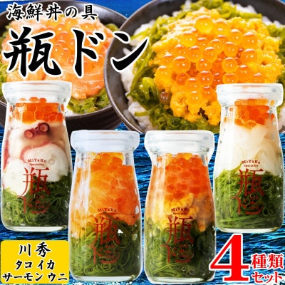 海鮮丼の具 川秀瓶ドン4種類セット (ウニ 宮古トラウトサーモン イカ タコ) イクラ・メカブ入り!【配送不可地域:離島】【1681735】岩手県宮古市19500魚介・海産物その他 魚介・海産物