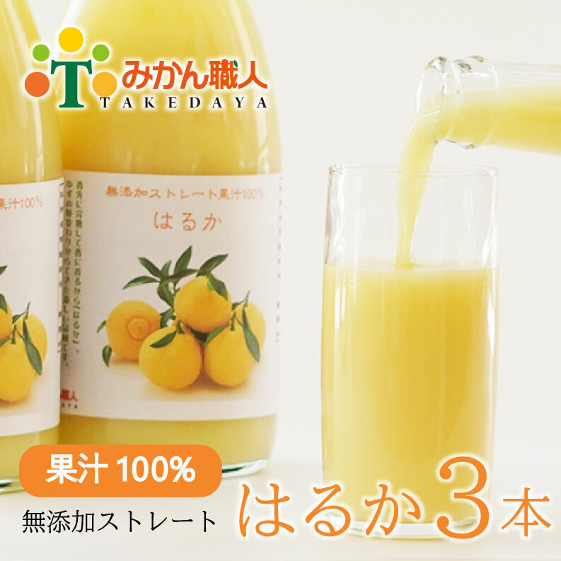無添加 はるか ジュース 720ml 3本 ストレート 果汁 100% 柑橘 果物 国産 フルーツ 蜜柑 みかん ビタミン 美味しい みかん職人武田屋 愛媛県 愛南町愛媛県愛南町10000お茶・飲料果汁・野菜飲料