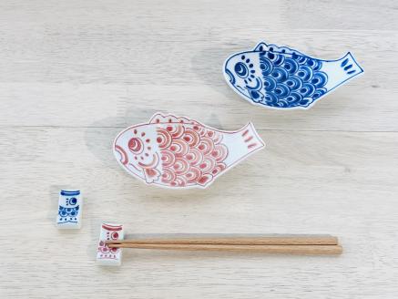 伊万里焼 鯉のぼり(マゴイ・ヒゴイ)小付・箸置セット 165-H1065佐賀県伊万里市30000雑貨・日用品食器・グラス