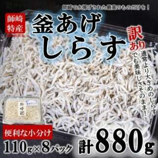訳あり 釜揚げ しらす 880g ( 110g × 8パック ) 小分け 減塩 無添加 無着色 冷凍 ご飯 ごはん 新鮮 丼 料理 シラス 国産 カネ成 愛知県 南知多町 人気 おすすめ愛知県南知多町11000魚介・海産物干