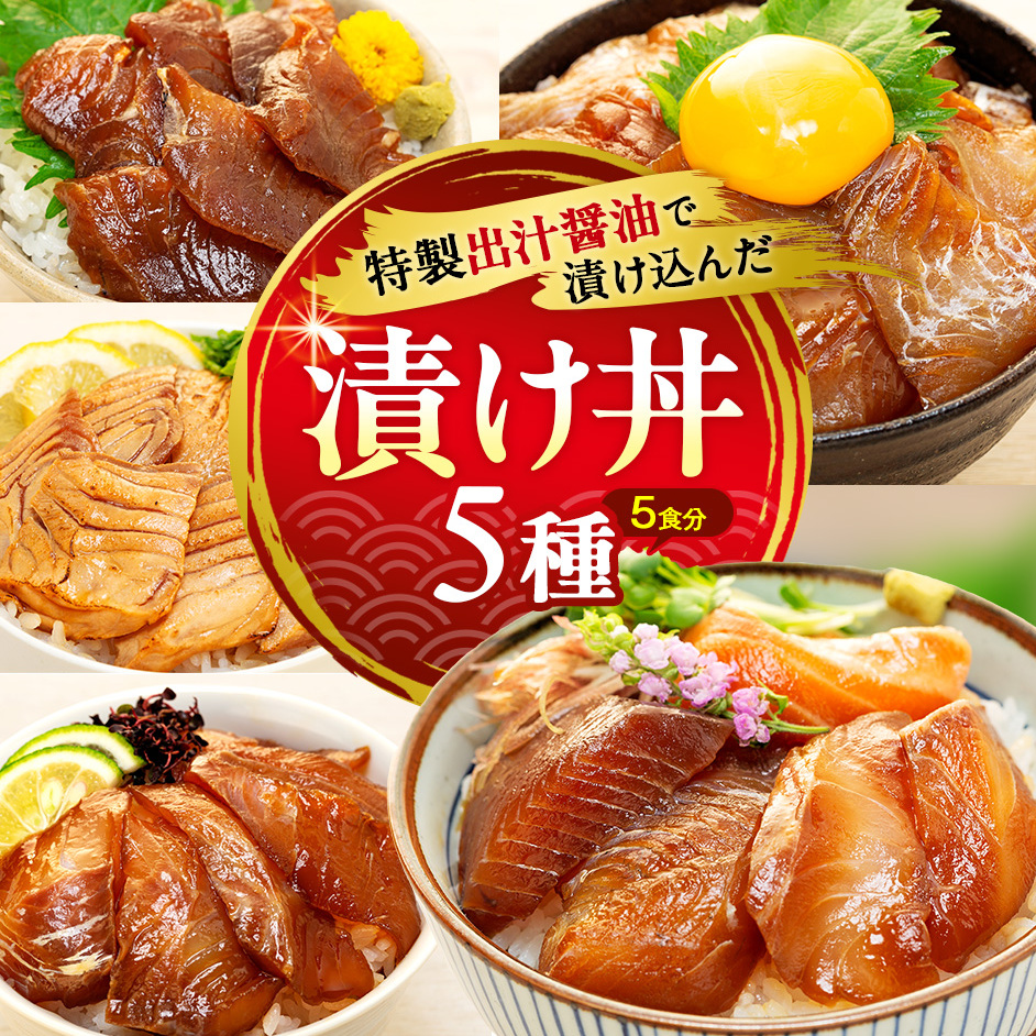 特製出汁醤油で漬け込んだ漬け丼5種セット5食分(各90g)愛知県南知多町18000魚介・海産物その他 魚介・海産物