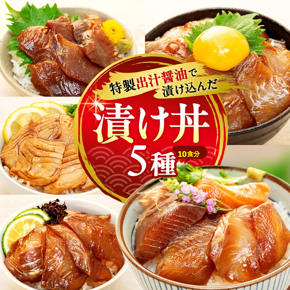 特製出汁醤油で漬け込んだ漬け丼5種セット10食分(各90g)愛知県南知多町36000魚介・海産物その他 魚介・海産物