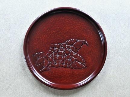 鎌倉彫 9寸丸盆(あじさい)神奈川県鎌倉市90000衣類・装飾品・工芸品その他 装飾品・工芸品
