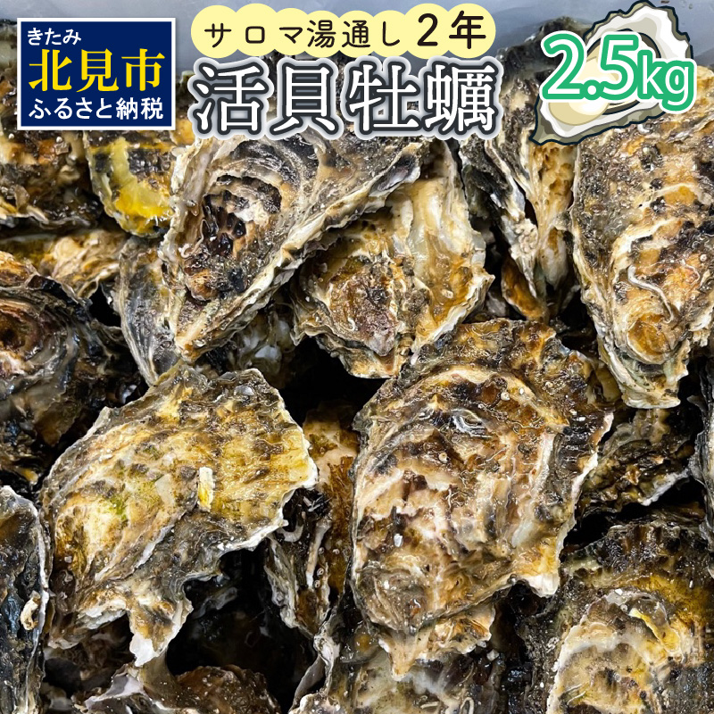 【予約:2024年11月上旬から順次発送】サロマ湖湯通し2年 活貝牡蠣 2.5キロ ( カキ 魚介類 期間限定 2.5kg )【091-0003-2024】北海道北見市13500魚介・海産物貝類