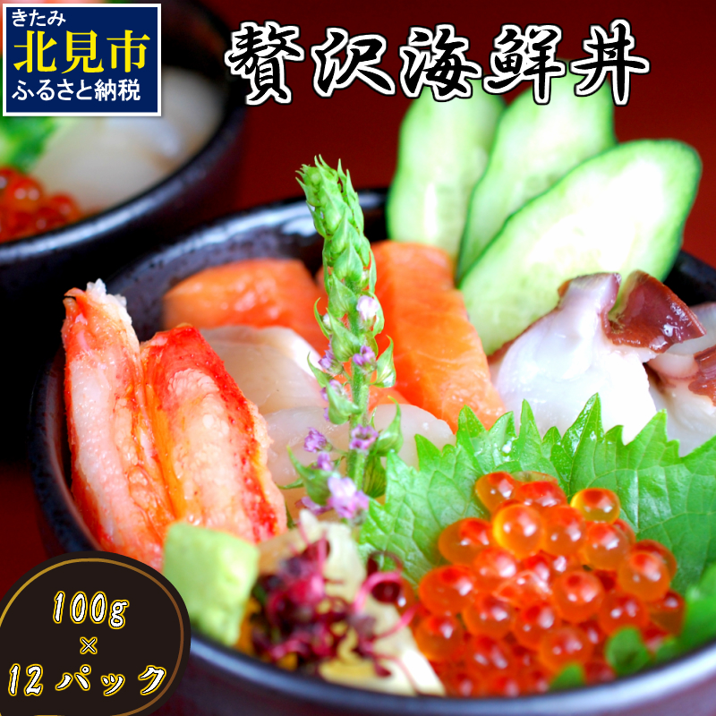 贅沢海鮮丼 12パックセット ( 海鮮 魚介 海鮮丼 丼ぶり お刺身 刺身 海鮮セット 簡単料理 時短料理 贈答 )【094-0064】北海道北見市51000魚介・海産物その他 魚介・海産物