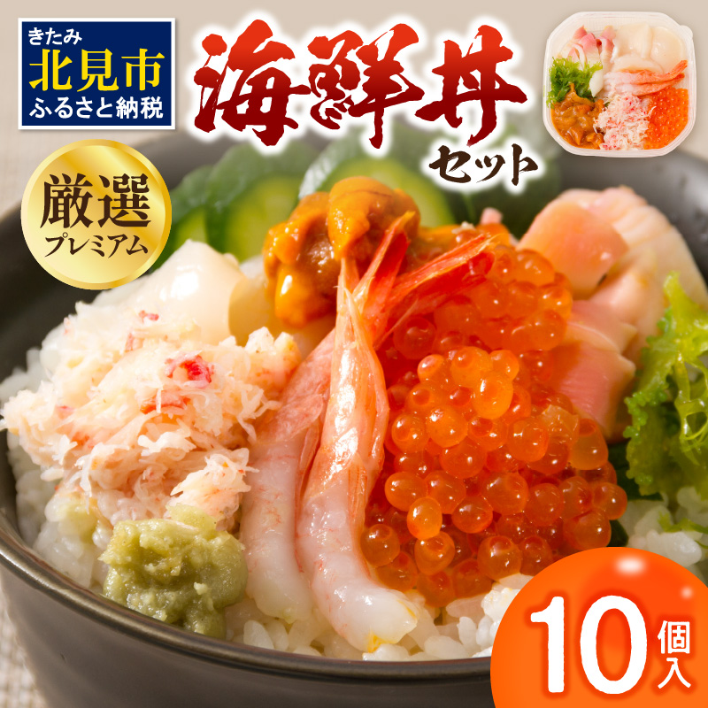 厳選!プレミアム海鮮丼セット10個入 ( うに ウニ 雲丹 貝 かい 海鮮丼 海鮮 魚介類 丼 プレミアム セット ふるさと納税 )【094-0066】北海道北見市52000魚介・海産物その他 魚介・海産物