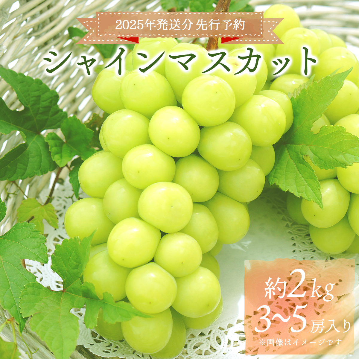 <2025年発送分 先行予約>梅村ファーム 朝摘み直送 シャインマスカット(3房〜5房 約2kg)【030-a011】岡山県鏡野町19000果物・フルーツマスカット・ぶどう