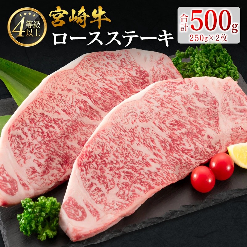 宮崎牛 ロースステーキ 計500g(250g×2枚)肉質等級4等級 国産 人気 おすすめ【C346-2510-90】宮崎県新富町19000肉牛肉