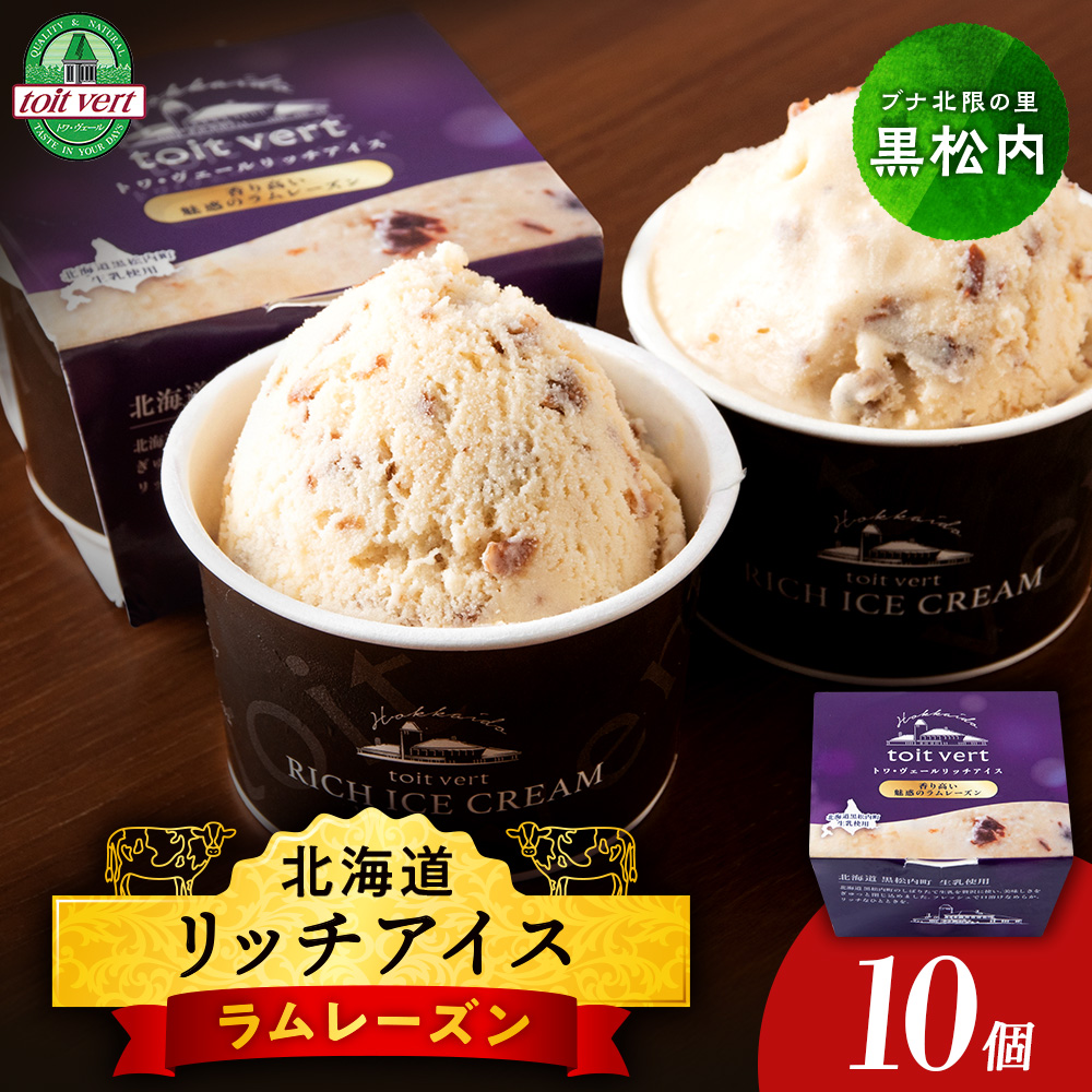 リッチアイスクリーム 香り高い魅惑のラムレーズン 10個セット(100ml)アイス スイーツ おやつ 冷凍 食べ比べ北海道黒松内町15500菓子・スイーツアイス・ジェラート