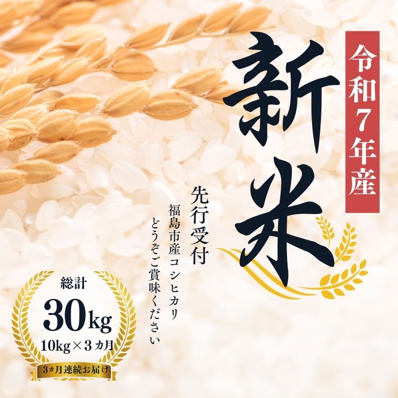 No.1497【令和7年産新米 先行予約】大文字屋米穀店【定期便3回】コシヒカリ 10kg(5kg×2)精米 (3か月連続お届け)福島県福島市127000米・パン白米