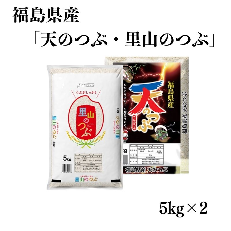 No.3054【令和6年産】福島県産米「天のつぶ・里山のつぶ」食べ比べセット 精米 5kg  2袋福島県福島市32000米・パン白米
