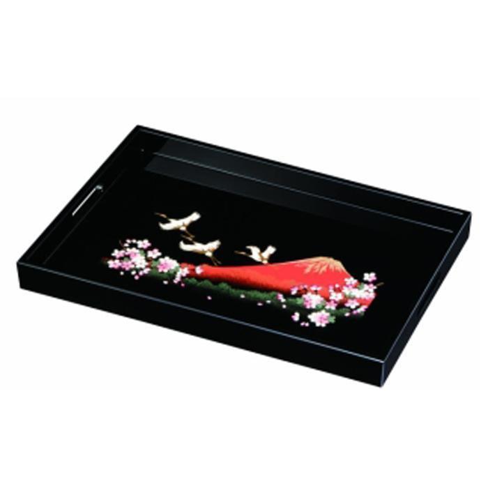 紀州塗り 木製長手盆 45cm 一富士二鶴三桜【YG410】和歌山県高野町40000雑貨・日用品食器・グラス