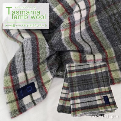 【ハーフサイズ】タスマニアラムウール混毛布 90×140cm グリーン1枚 SH-34911L【1428665】大阪府和泉市22000雑貨・日用品寝具・タオル
