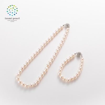《いずみパール》 ガラスバロックパール ネックレス&ブレスレット(留具:マグネット式)【AN128】【1499678】大阪府和泉市9000衣類・装飾品・工芸品アクセサリー