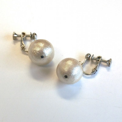 コットンパールイヤリング(14mm・アイボリー)【1517752】大阪府和泉市2000衣類・装飾品・工芸品アクセサリー