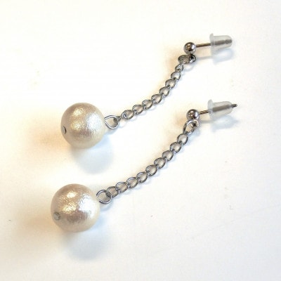 コットンパールピアス・チェーンタイプ(10mm・アイボリー)【1518165】大阪府和泉市2000衣類・装飾品・工芸品アクセサリー