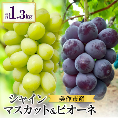 2026年先行受付 美作市産 シャインマスカット&ピオーネ 合計約1.3kg(各1房)【配送不可地域:離島・北海道・沖縄】【1477223】岡山県美作市11000果物・フルーツマスカット・ぶどう