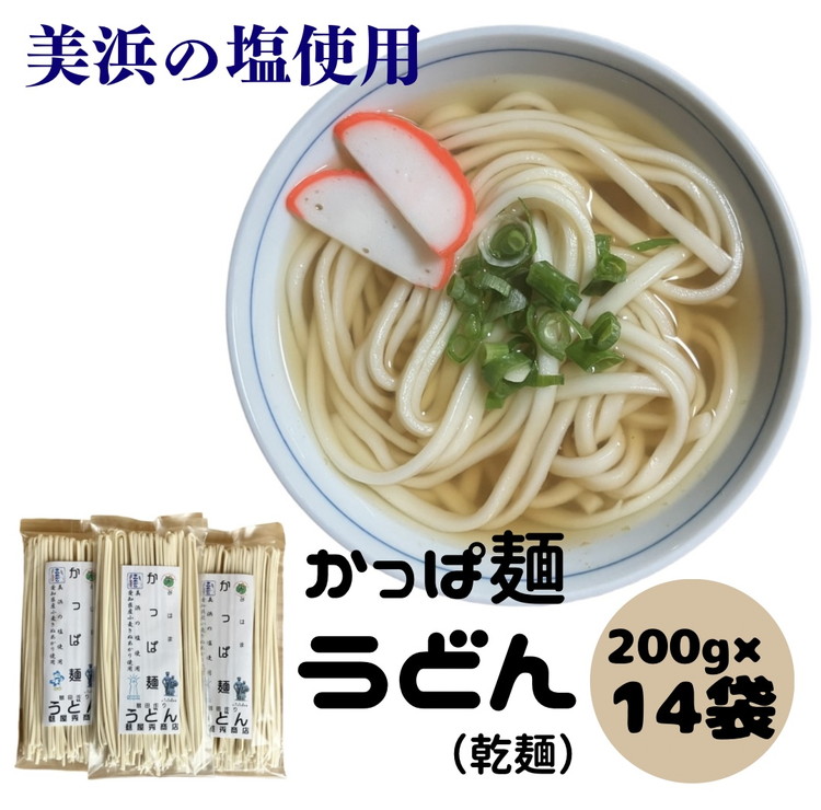 かっぱ麺 うどん 1箱14袋入り ≪ウドン 饂飩 美浜の塩 愛知県 特産品≫◇愛知県美浜町12000麺うどん