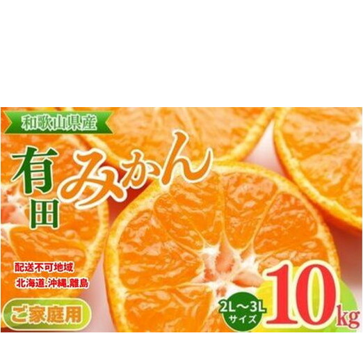 【ご家庭用】和歌山有田みかん約10kg(2L、3Lサイズ)〇 ※北海道・沖縄・離島への配送不可 ※2025年11月上旬〜2026年1月下旬頃に順次発送予定和歌山県美浜町12000果物・フルーツみかん・柑橘類