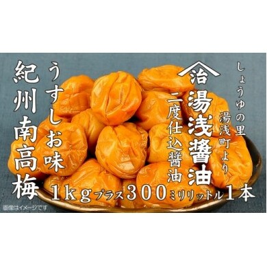 紀州南高梅うすしお味1kgと湯浅醤油1本 美浜町 ※離島への配送不可和歌山県美浜町18000鍋セット・総菜・加工食品漬物・梅干・キムチ