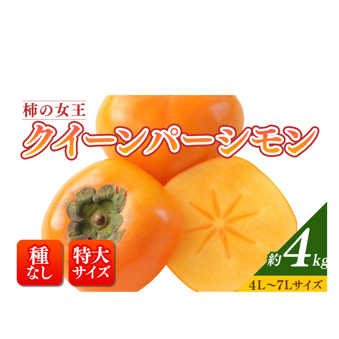 【先行予約】【和歌山特産品】柿の女王 特大サイズのたねなし柿 クイーンパーシモン 4L〜7Lサイズ 約4kg入り| 種なし柿 産地直送 柿 果物 フルーツ 先行 国産 美浜町 ※沖縄地域へのお届け