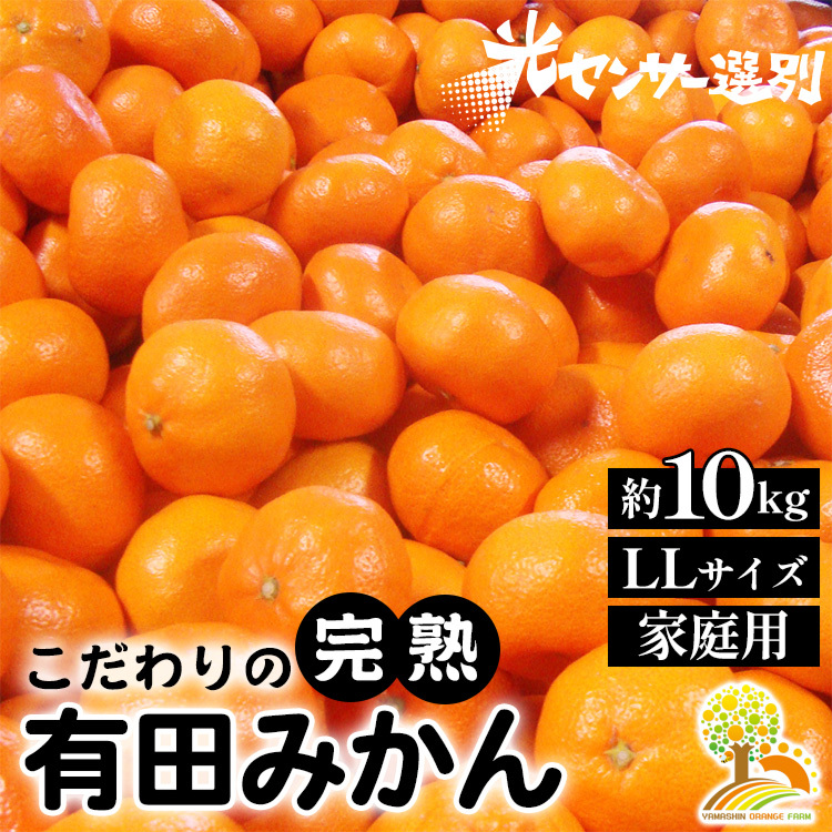 \光センサー選別/こだわりの完熟有田みかん LLサイズ約10kg 【ご家庭用】 有機質肥料100%※2024年11月中旬頃〜2025年1月上旬頃に順次発送予定※着日指定不可※沖縄・離島への配送不可和歌山
