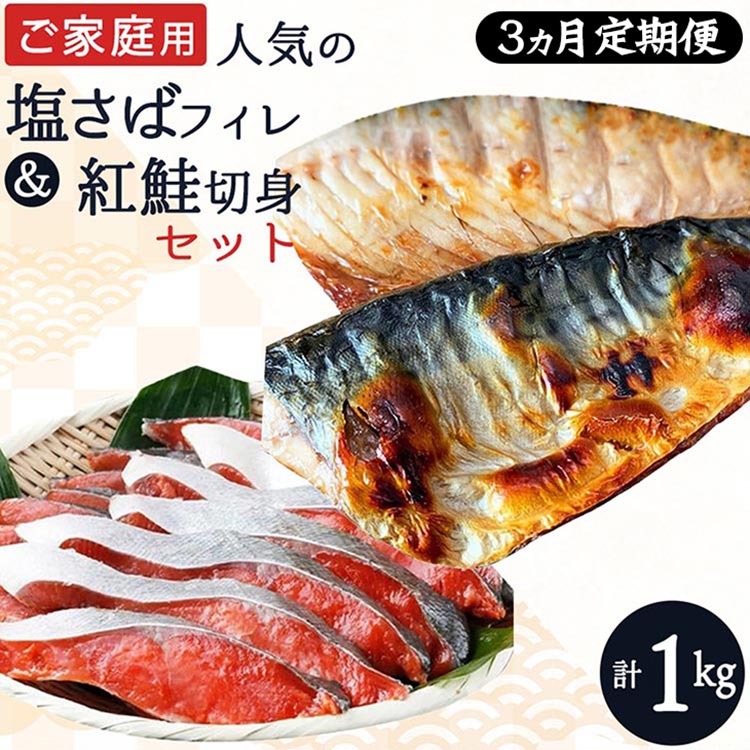 〈毎月定期便〉【ご家庭用訳あり】人気の塩さばフィレ&紅鮭切身セット計1kg 全3回◇ ※離島への配送不可和歌山県美浜町39000鍋セット・総菜・加工食品その他 鍋セット・総菜・加工食品