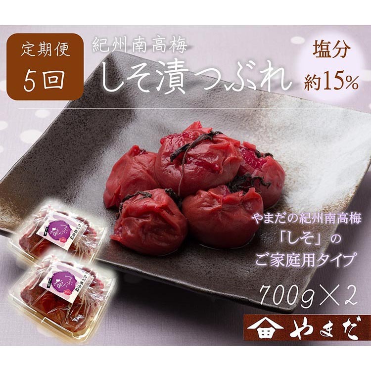 【定期便/2か月ごと/全5回】紀州南高梅しそ漬つぶれ(塩分約15%)700g×2和歌山県美浜町60000鍋セット・総菜・加工食品漬物・梅干・キムチ