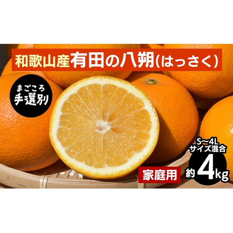 【まごころ手選別】有田の八朔(はっさく)約4kg(S〜4Lサイズ混合)家庭用 ※2026年1月上旬〜3月下旬頃に順次発送予定和歌山県美浜町8000果物・フルーツみかん・柑橘類