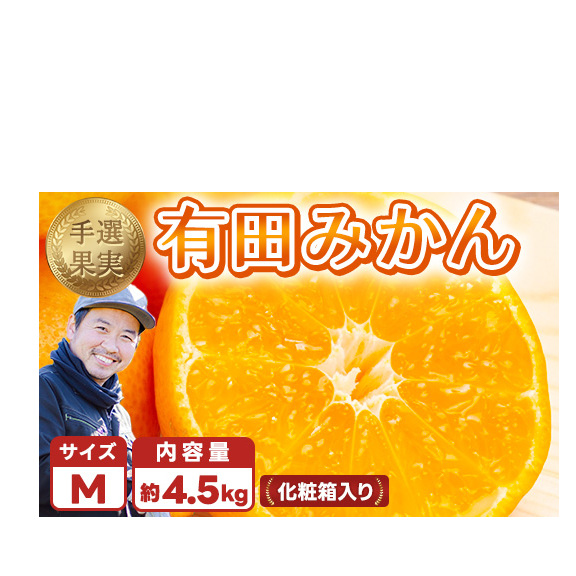 和歌山の有田みかん 化粧箱入り 4.5kg Mサイズ|まごころ手選別 ミカン 蜜柑 温州みかん 柑橘 和歌山 ギフト 贈答 ※2025年11月上旬〜2026年1月下旬頃に順次発送予定和歌山県美浜町13000果物・フ