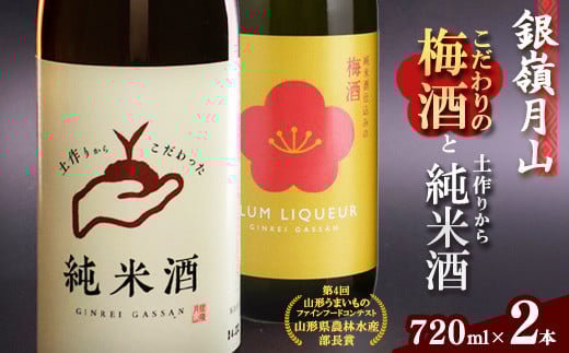 銀嶺月山 こだわり梅酒と純米酒セット(720ml×2本) 015-E-GS025山形県寒河江市15000酒・アルコール