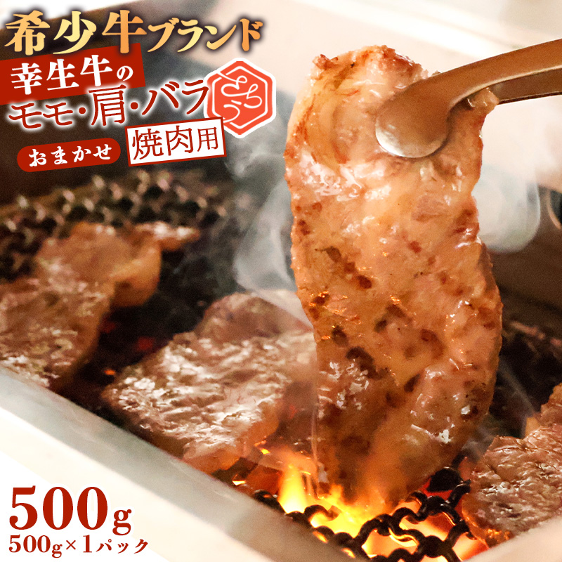 【45営業日以内配送】幸せを運ぶ牛《幸生牛》希少牛 焼肉 (モモ、肩、バラ おまかせ) 500g(500g×1パック) 018-D-YL053山形県寒河江市18000肉牛肉