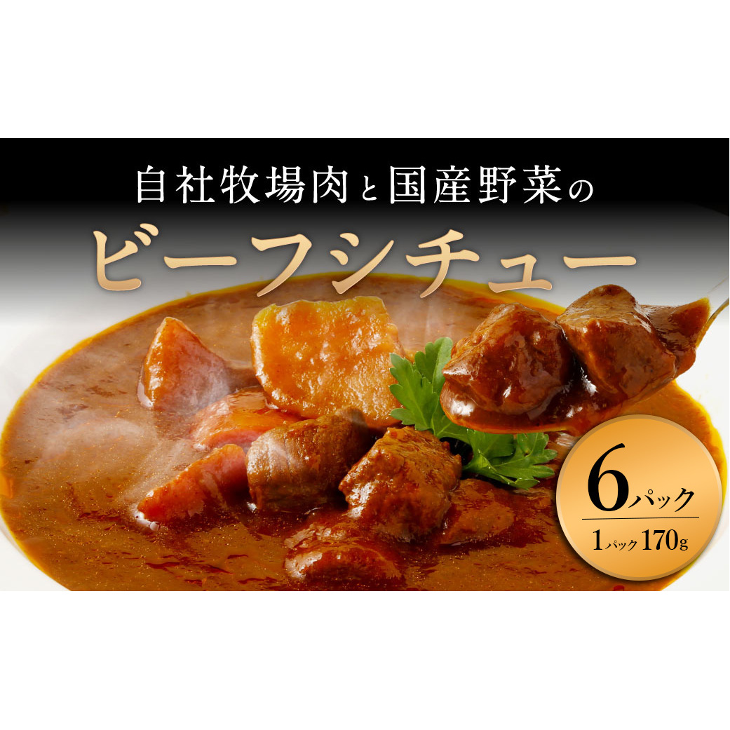 【720牧場グループ牛】自社牧場肉と国産野菜のビーフシチュー 170g×6パック 「720牧場グループ牛」100%使用 ビーフシチュー デミグラスソース 牛肉 惣菜 レトルト おかず 保存食 レンジ 簡単
